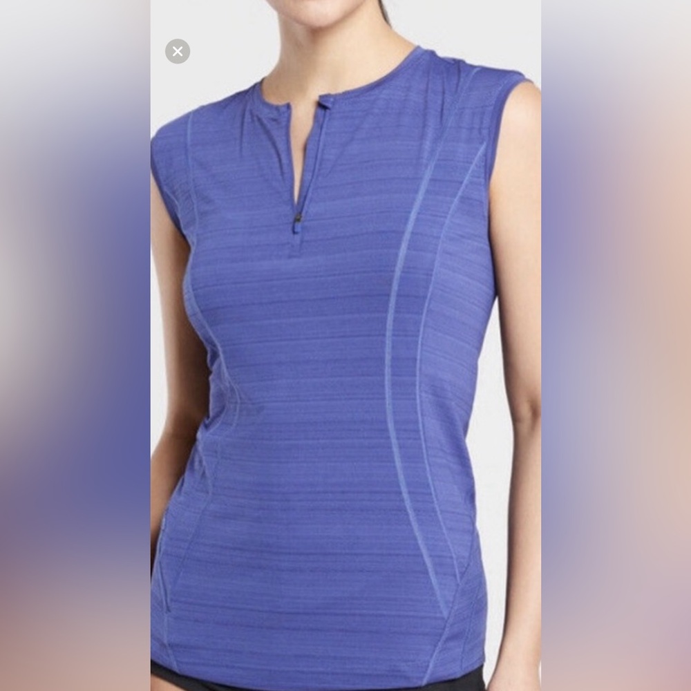 Athleta Purple Zip-Front Tank Top Sz L